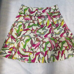CLAUDE BROWN HIGH HEEL SHOE SKIRT BOHO  SZ 8 LINED COTTON